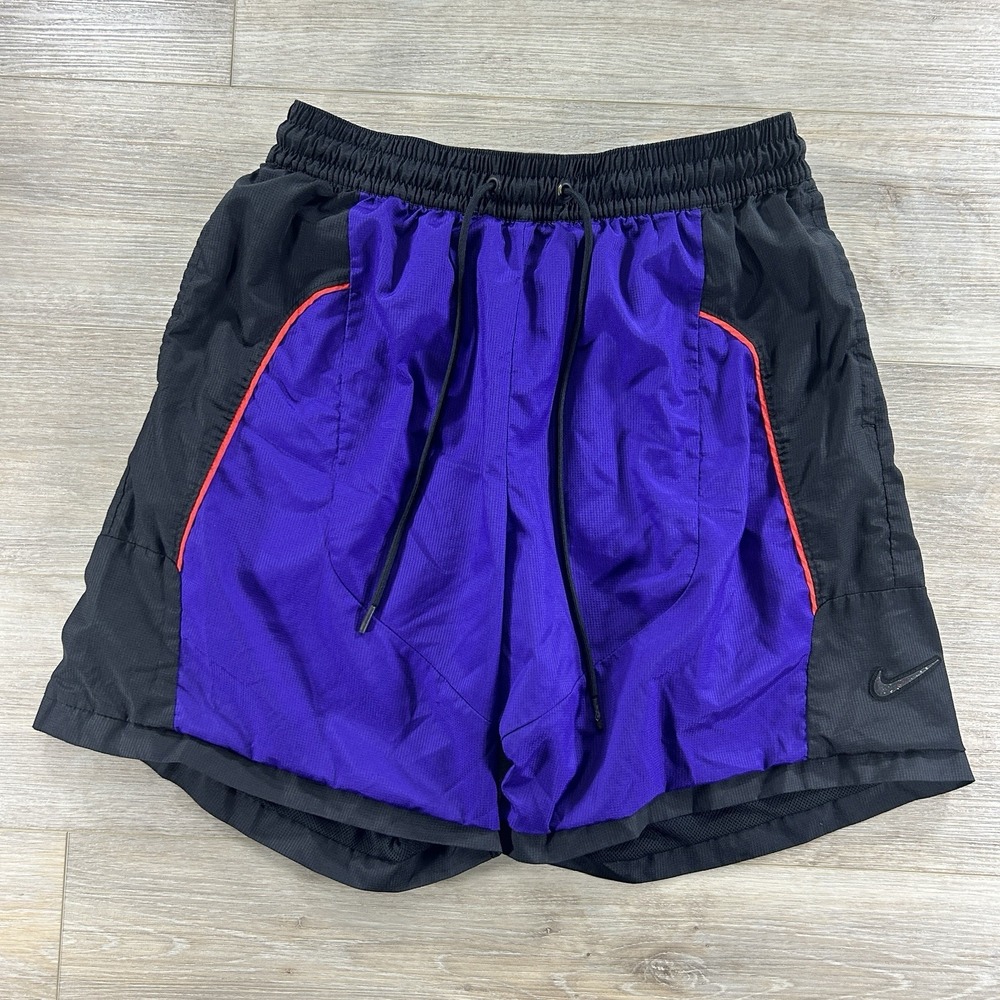 Nike Retro Windbreaker Shorts Mens Large Purple Black Red Piping Ripstop Mesh